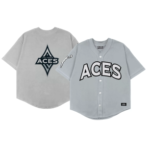 Playa Society PLAYA SOCIETY Men's Las Vegas Aces Grey Wordmark Baseball Jersey, Large, Gray - $110.00 at DICK'S Sporting Goods