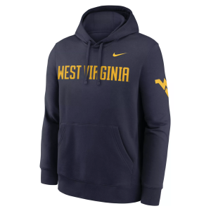Nike Men's West Virginia Mountaineers College Navy Club Fleece Hoodie, Large, Blue