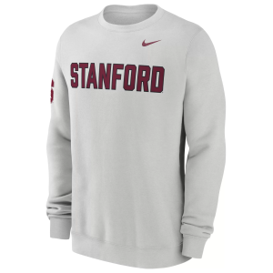 Nike Men's Stanford Cardinal Club Fleece Crewneck Sweatshirt, Small, White