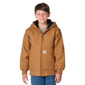 Carhartt Boys' Insulated Canvas Hooded Active Jacket, Large, Carhartt Brown