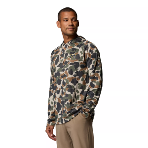 Columbia Men's Michigan Wolverines Camo Wild Cast Hoodie, Small, Green