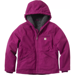 Carhartt Girls' Sherpa Lined Sierra Hooded Jacket, Size 4/5, Plum