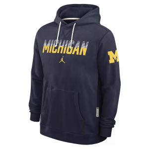 Jordan Men's Michigan Wolverines College Navy Standard Issue Hoodie, Small, Blue