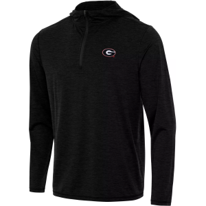 Antigua Men's Georgia Bulldogs Tidy Hood 1/4 Zip, XXL, Black