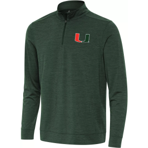Antigua Antigua Men's Miami Hurricanes Bright Mock 1/4 Zip, XL, Green - $79.99 at DICK'S Sporting Goods