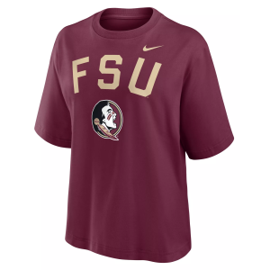 Nike Women's Florida State Seminoles Team Maroon Boxy T-Shirt, Small, Red