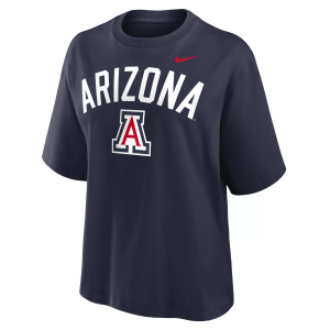 Nike Women's Arizona Wildcats College Navy Boxy T-Shirt, Small, Blue