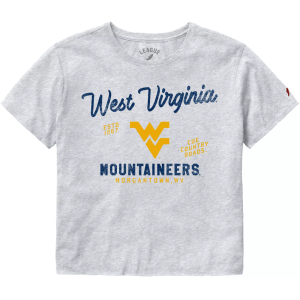 League-Legacy Women's West Virginia Mountaineers Gray Clothesline Cropped T-Shirt, XL