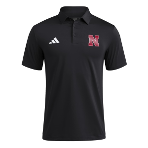 adidas Adult Nebraska Cornhuskers Our Red Burns Brighter Polo, Men's, Small, Black