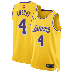 Nike Adult Los Angeles Lakers Dalton Knecht #4 Icon Jersey, Men's, Small, Yellow