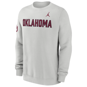 Nike Men's Oklahoma Sooners Photon Dust Club Crewneck Sweatshirt, Small, White