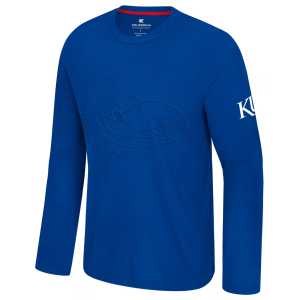 Colosseum Men's Kansas Jayhawks Royal Richie Long Sleeve Shirt, Small, Blue
