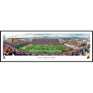 Blakeway Panoramas Illinois Football Panoramic Wall Art Standard Frame, Orange