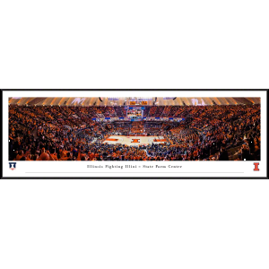 Blakeway Panoramas Illinois Basketball Panoramic Wall Art Standard Frame, Orange