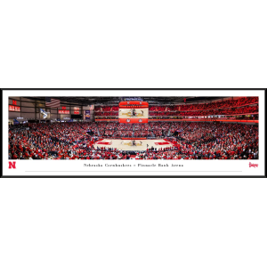 Blakeway Panoramas Nebraska Basketball Panoramic Wall Art Standard Frame, Red