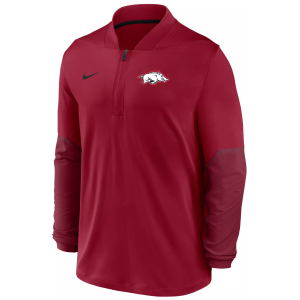 Nike Men's Arkansas Razorbacks Crimson Dri-Fit Mid-Weight Coaches 1/2 Zip Jacket, Medium, Red