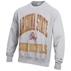 Champion Men's Arizona State Sun Devils Silver Gray Reverse Weave Crewneck Sweatshirt, Medium