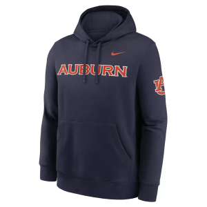 Nike Men's Auburn Tigers College Navy Club Fleece Hoodie, Small, Blue