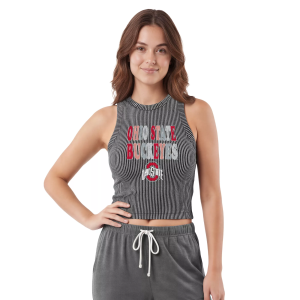 Concepts Sport Women's Ohio State Buckeyes Charcoal Rhinestone Tank Top, Small, Gray