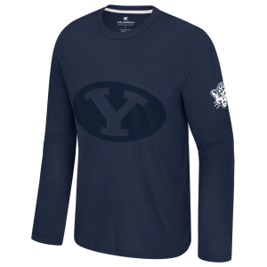 Colosseum Men's BYU Cougars Navy Richie Long Sleeve Shirt, Small, Blue