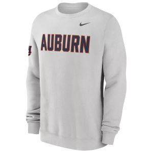 Nike Men's Auburn Tigers Photon Dust Club Crewneck Sweatshirt, Small, White