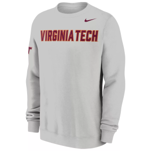 Nike Men's Virginia Tech Hokies Photon Dust Club Crewneck Sweatshirt, XXL, White