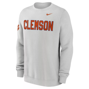 Nike Men's Clemson Tigers Photon Dust Club Crewneck Sweatshirt, Small, White