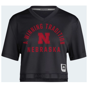 adidas Women's Nebraska Cornhuskers Cropped Replica Football Jersey, Large, Black