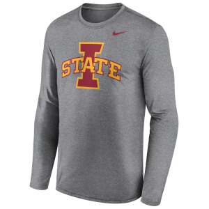 Nike Men's Iowa State Cyclones Gray Legend Long Sleeve Shirt, Large