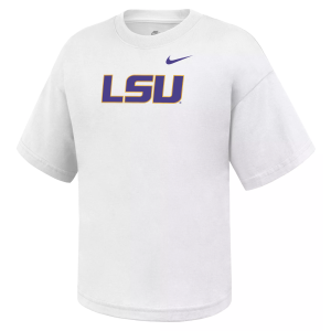 Nike Youth LSU Tigers White Boxy T-Shirt, Small