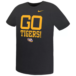 Nike Youth LSU Tigers Black Mascot Over Name T-Shirt, Size 6