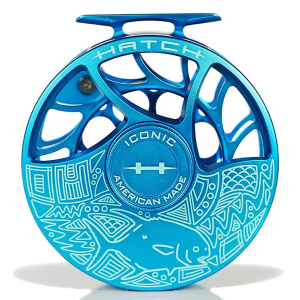 Hatch Outdoors Saltwater Slam Permit Iconic Fly Reel - 9 Plus - Ocean Blue and Teal - Large Arbor