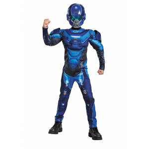 Child Halo Blue Spartan Muscle Chest Costume