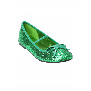 Girls Green Glitter Ballet Flats