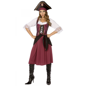 Plus Size Burgundy Pirate Wench Costume 1X/2X 3X/4X