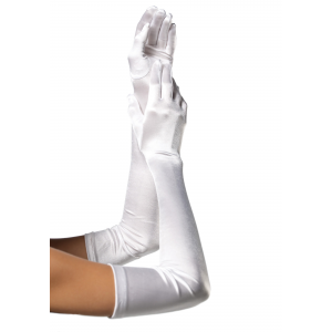 Extra Long White Satin Gloves