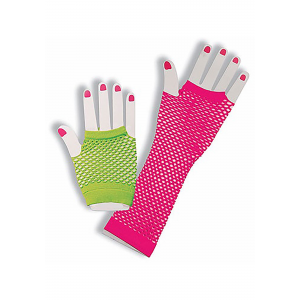 Neon Fishnet Fingerless Gloves