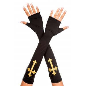 Gold Cross Fingerless Gloves