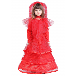Gothic Red Wedding Dress Costume for Young Girls