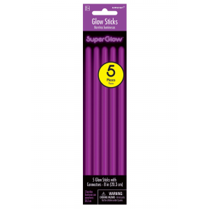 8 Inch Purple Glowsticks - Pack of 5