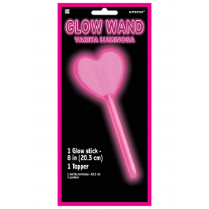 8 Inch Pink Heart Glow Wand