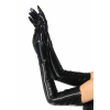Long Black Vinyl Zipper Gloves for Women
