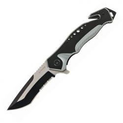Utica 911838CP Bb Rescue Folding Pocket Knife with Black Aluminum Handle