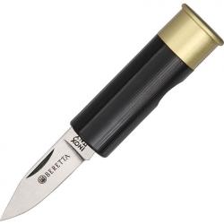Beretta 70BK Shotgun Shell Knife Black Folding Knife with Composition Ribbed Housing