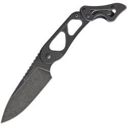 Real Steel 3724 Cormorant Apex Blackwash Sandvik Stainless Drop Point Blade Knife with Carbon Fiber Handle