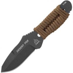 TOPS DFOX01 Tactical Gray Finish Fox Fixed Blade Knife with Desert Tan Paracord Wrapped Handle