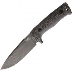 Lion Steel TT5BMI T5 Fixed Drop Point Black Stonewash Finish Blade Knife with Black Canvas Micarta Handle
