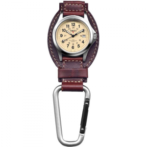 Dakota 3550 Brown Leather Hanger Watch with Aluminum Attachment Clip
