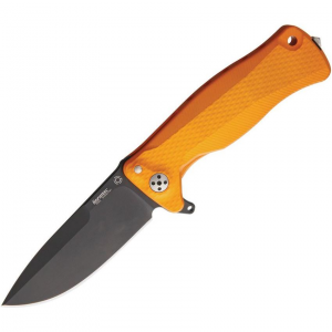 Lion Steel SR11AOB SR11 Black Orange Drop Point Linerlock Folding Pocket Knife