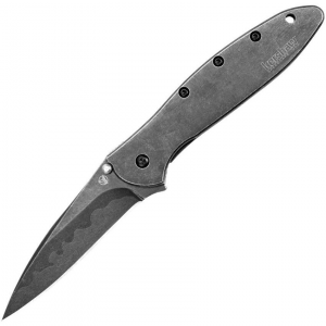 Kershaw 1660CBBW Leek Blackwash Assisted Opening Framelock Folding Pocket Stainless Blade Knife with Handles